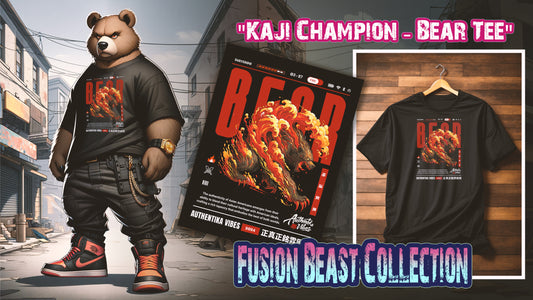 The "Kaji Champion - Bear Tee": A Fiery Emblem of Asian American Resilience