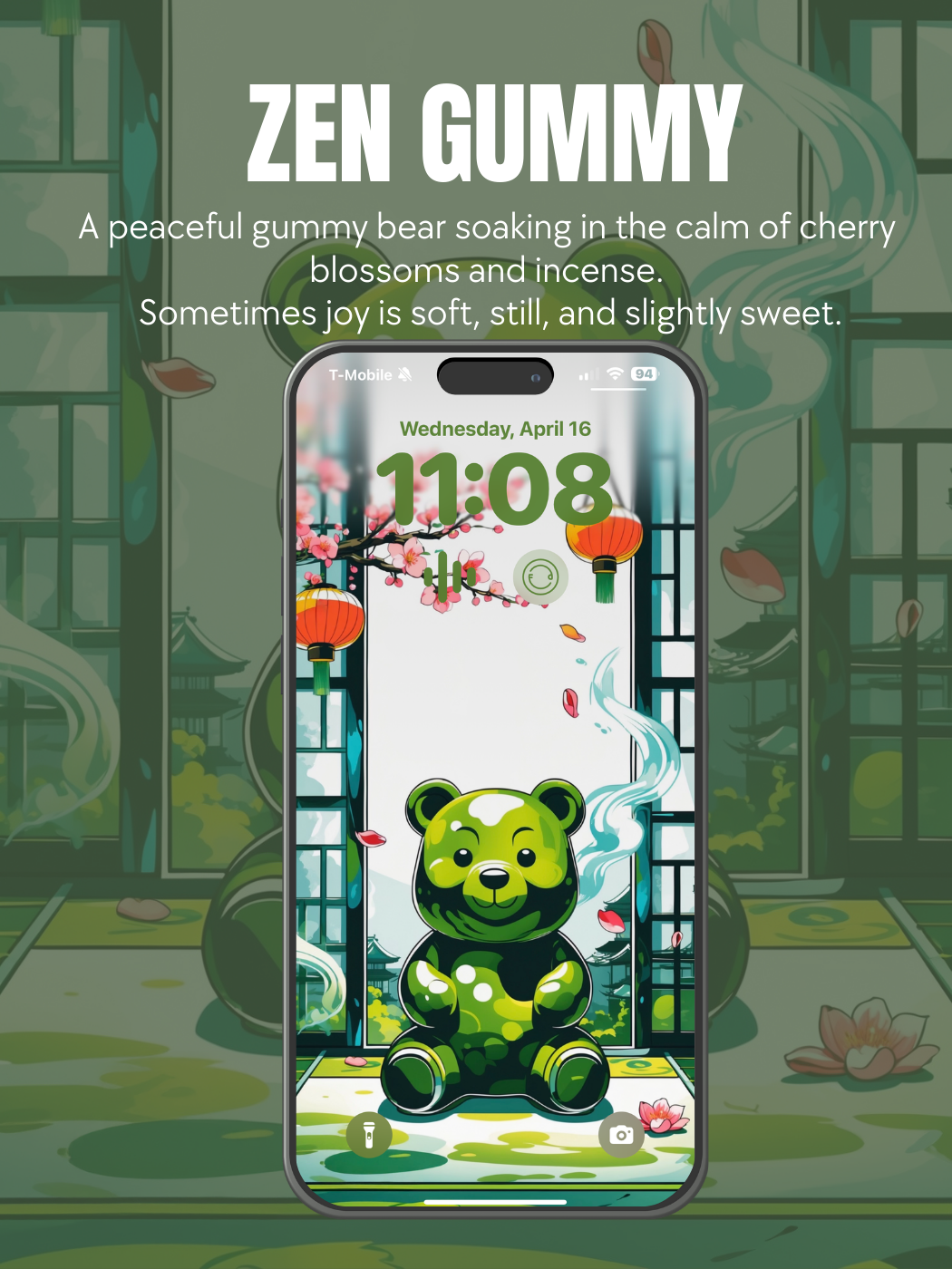 Zen Gummy – Calm & Cute Gummy Bear Phone Wallpaper